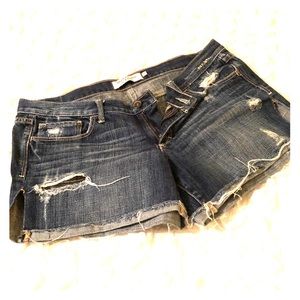 Destroyed denim shorts